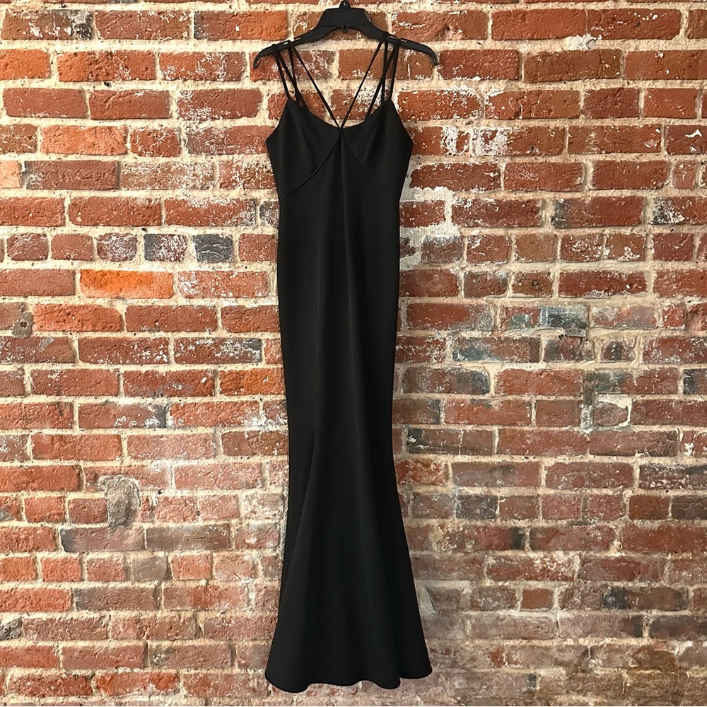 ZAC Zac Posen Black Long Maxi Mermaid Strappy Formal Prom Dress